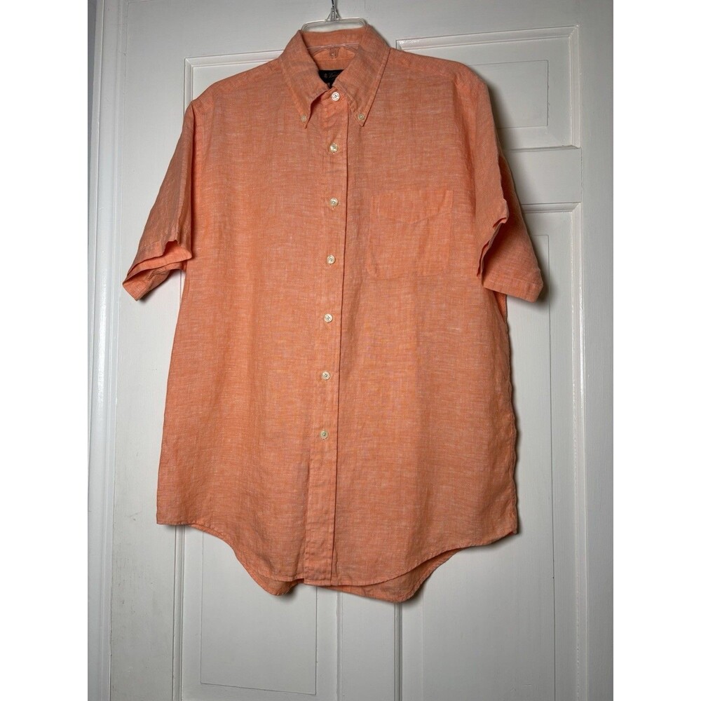 Brooks Brothers Orange Men’s M Irish Linen Short Slv Button Shirt